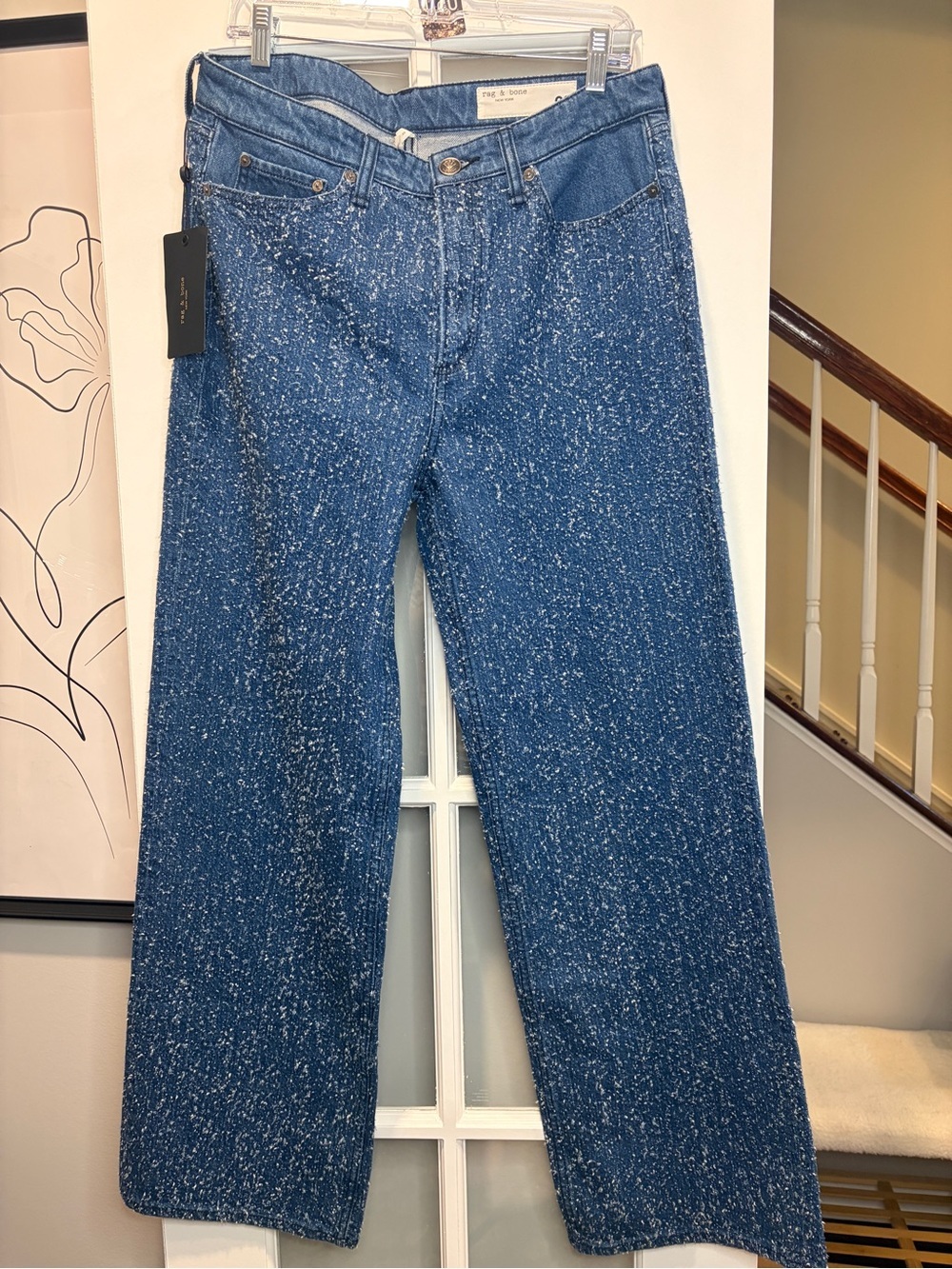 rag & bone Blue Speckled Wide Leg Jeans - Picture 2 of 6